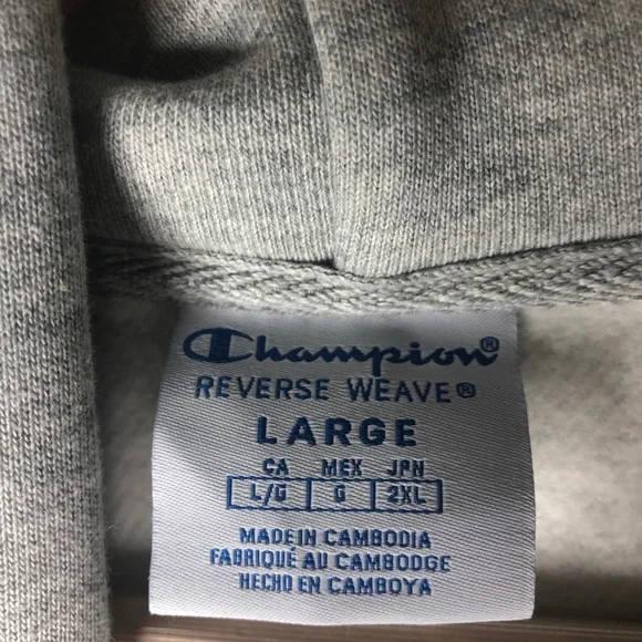 Champion Reverse Weave Crop Cut Off Hoodie L - Picture 4 of 9